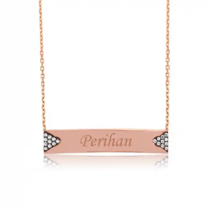 Gümüş İsimlik Plaka Bayan Kolye