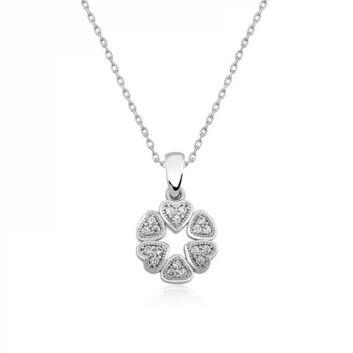 Gümüş Kalp Çemberi Bayan Kolye