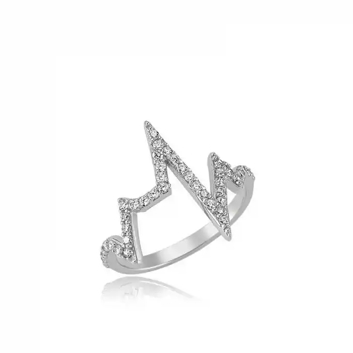 Gümüş Kalp Ritmi Bayan Yüzük