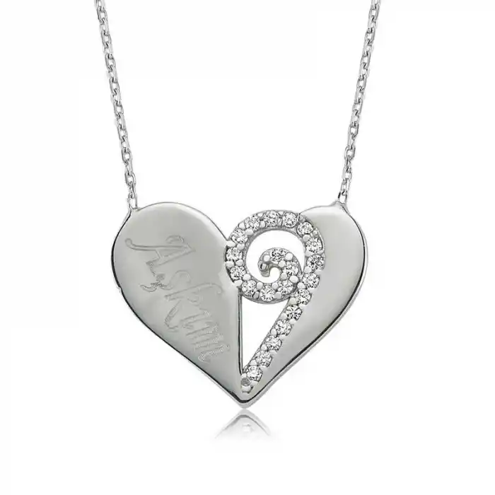 Gümüş Kalpli Aşkım Bayan Kolye