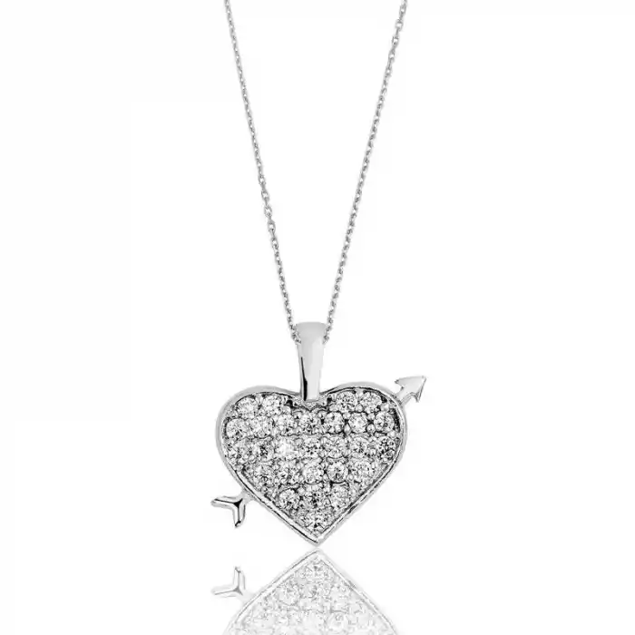 Gümüş Kalpli Bayan Kolye