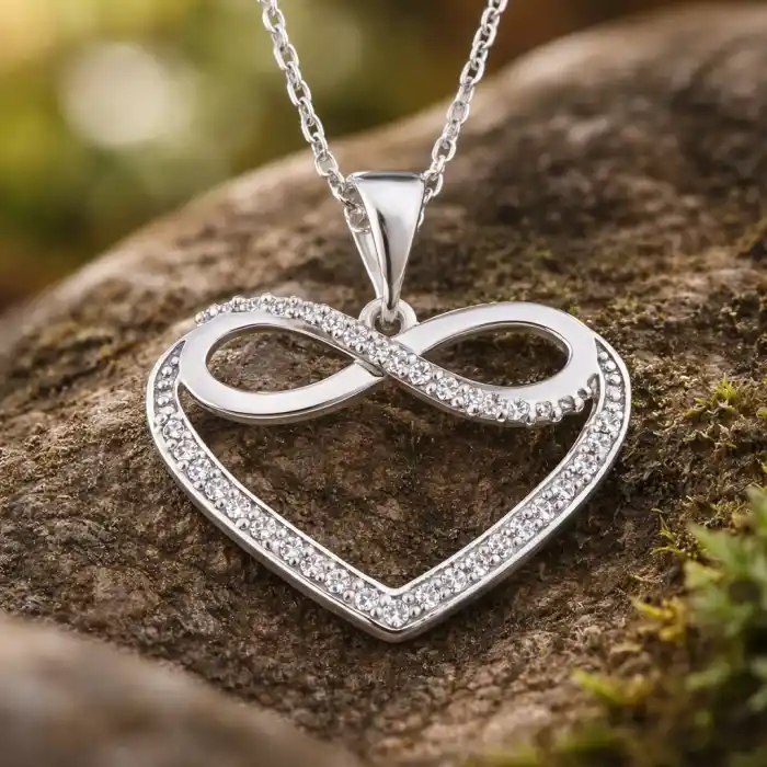 Gümüş Kalpli Sonsuzluk Bayan Kolye