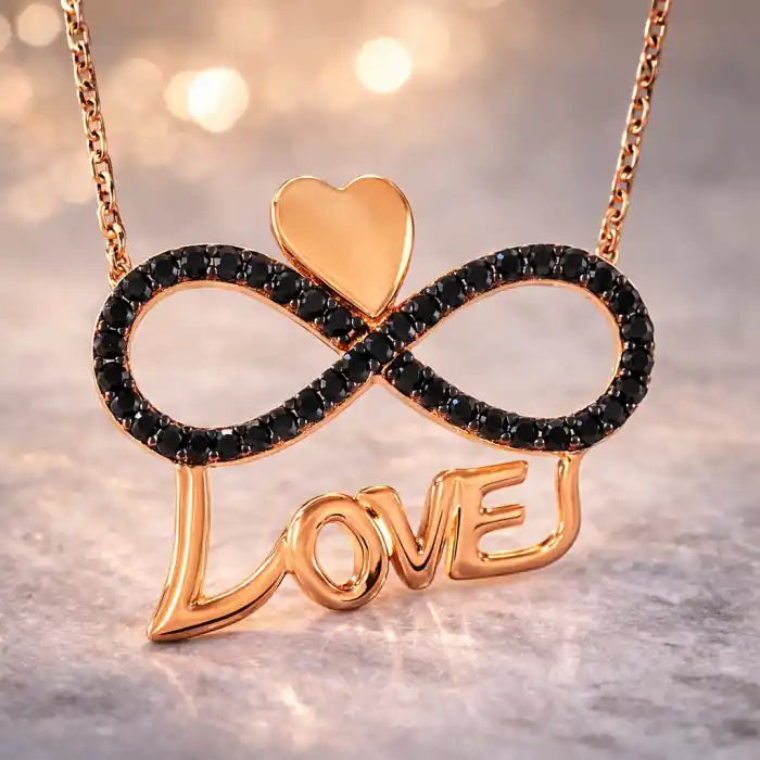 Gümüş Kalpli Sonsuzluk Love Bayan Kolye