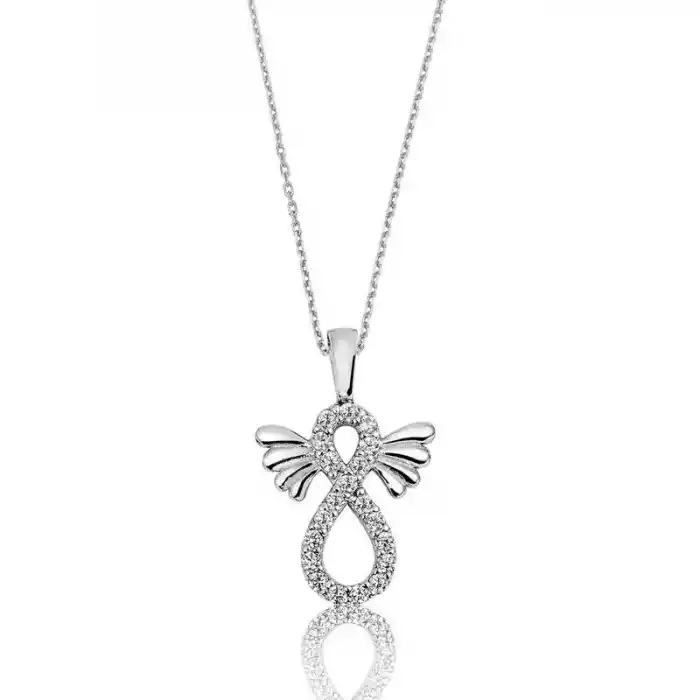 Gümüş Kanatlı Sonsuzluk Bayan Kolye