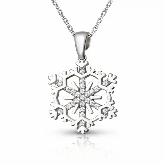 Gümüş Kar Tanesi Kadın Kolye