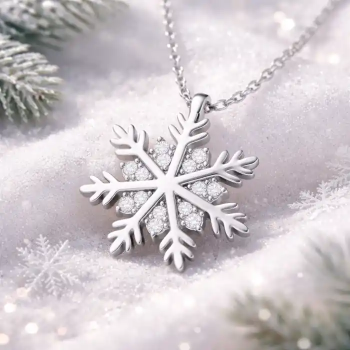 Gümüş Kar Tanesi Kadın Kolye