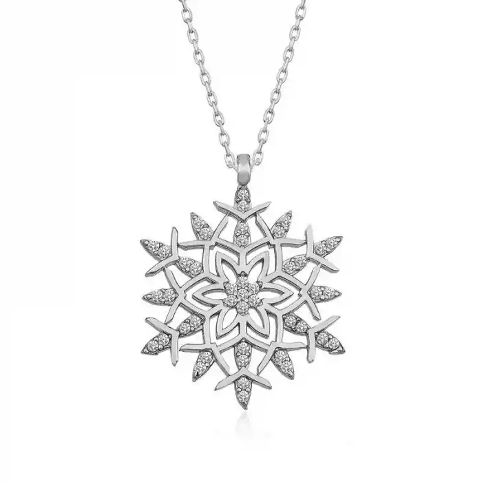 Gümüş Kar Tanesi Kolye