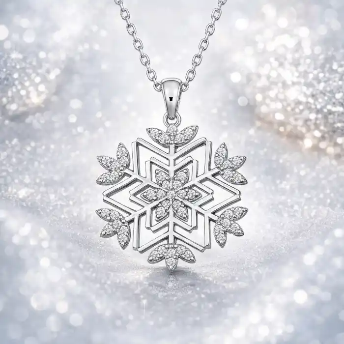 Gümüş Kar Tanesi Kolye