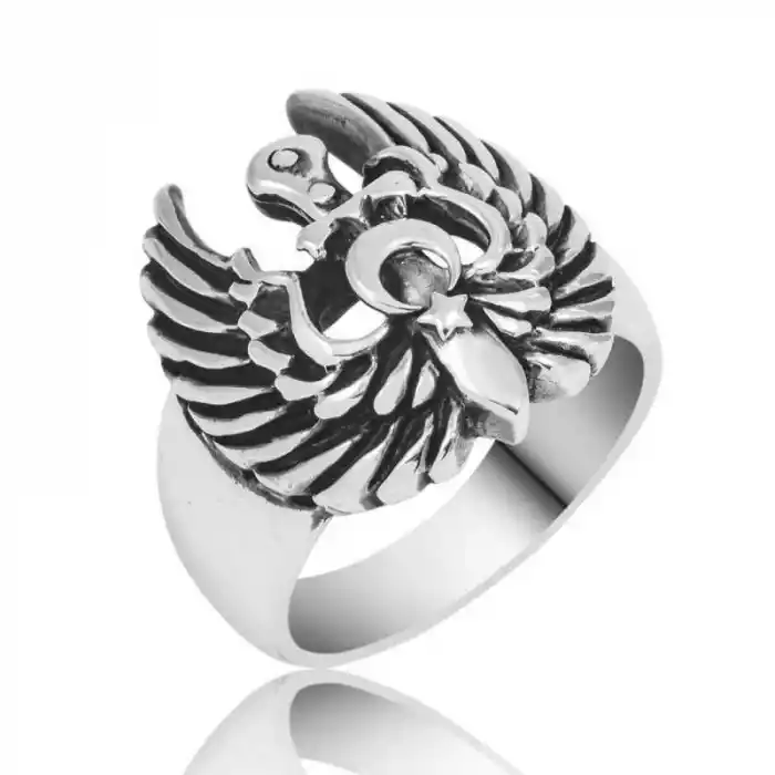 Gümüş Kartal Kanadı Erkek Yüzük