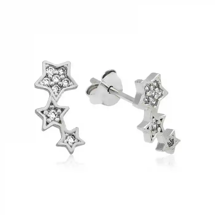 Gümüş Kayan Yıldız Çivili Küpe