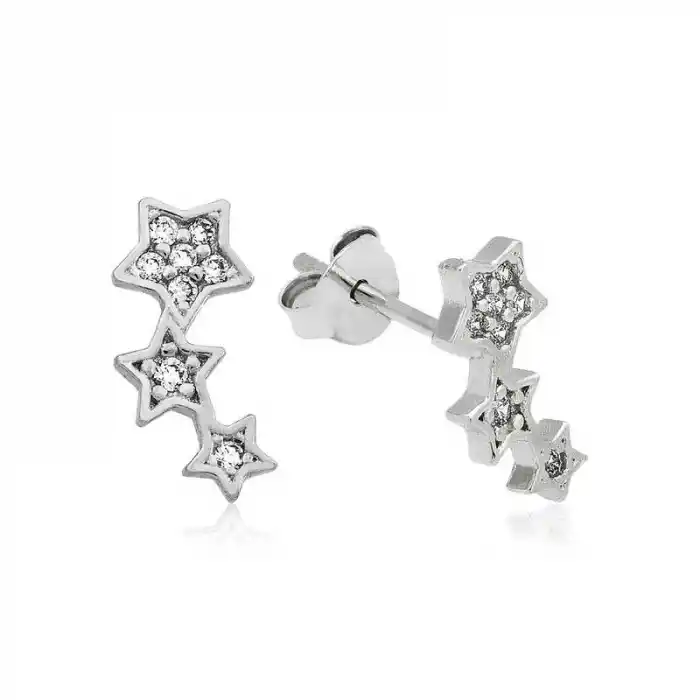 Gümüş Kayan Yıldız Çivili Küpe