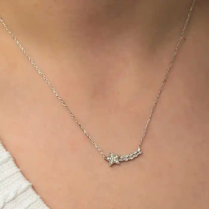 Gümüş Kayan Yıldız Kadın Kolye