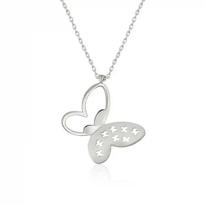 Gümüş Kelebek Bayan Kolye