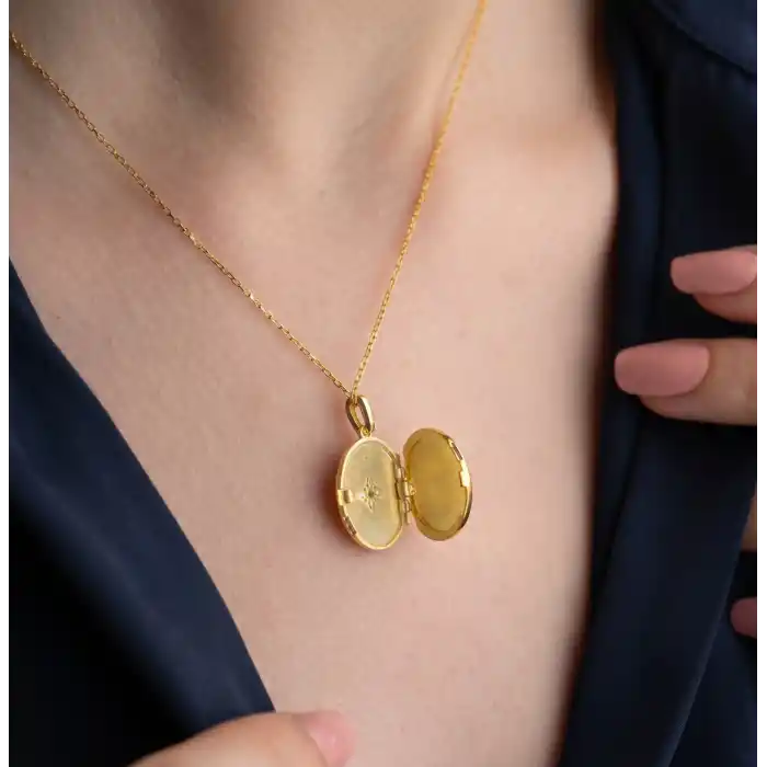 Gümüş Gold Kutup Yıldızı Açılabilir Kadın Kolye