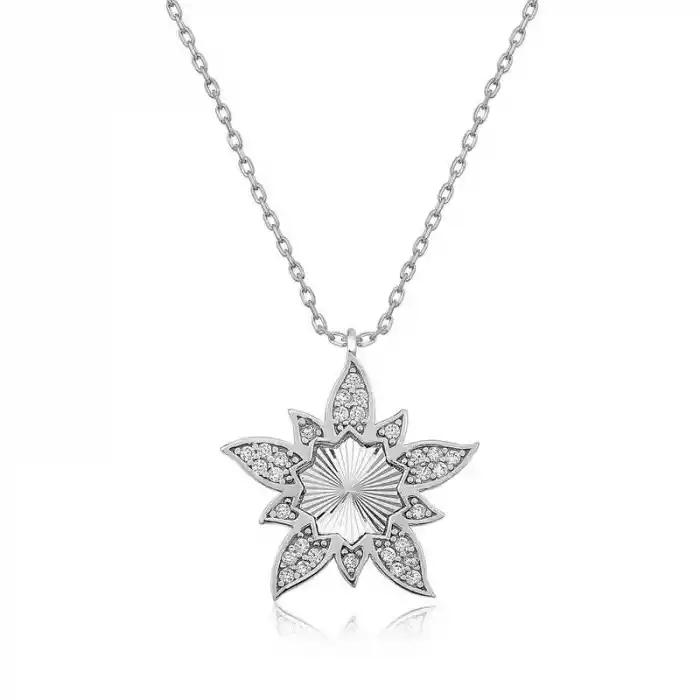 ​Gümüş Lotus Çiçeği Bayan Kolye