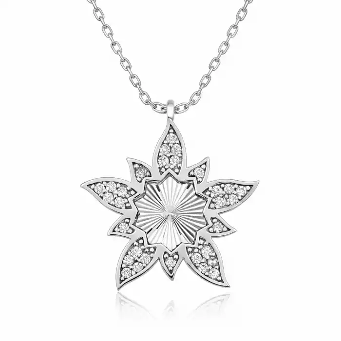 ​Gümüş Lotus Çiçeği Bayan Kolye