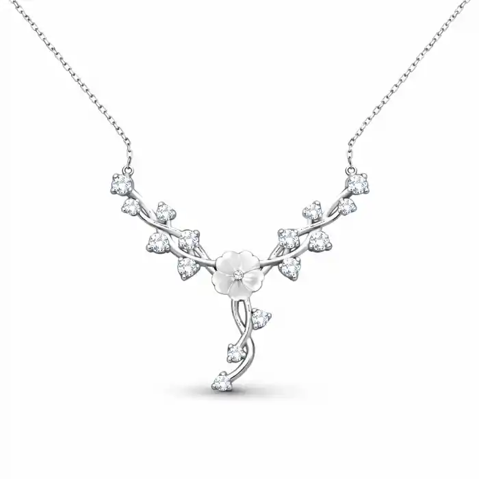 Gümüş Manolya Çiçeği Sarmaşık Kadın Kolye