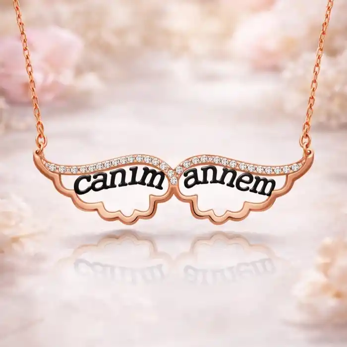 Gümüş Melek Canım Annem Bayan Kolye