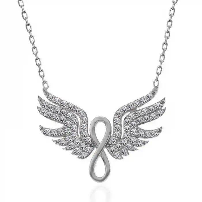 Gümüş Melek Kanadı Sonsuzluk Kadın Kolye