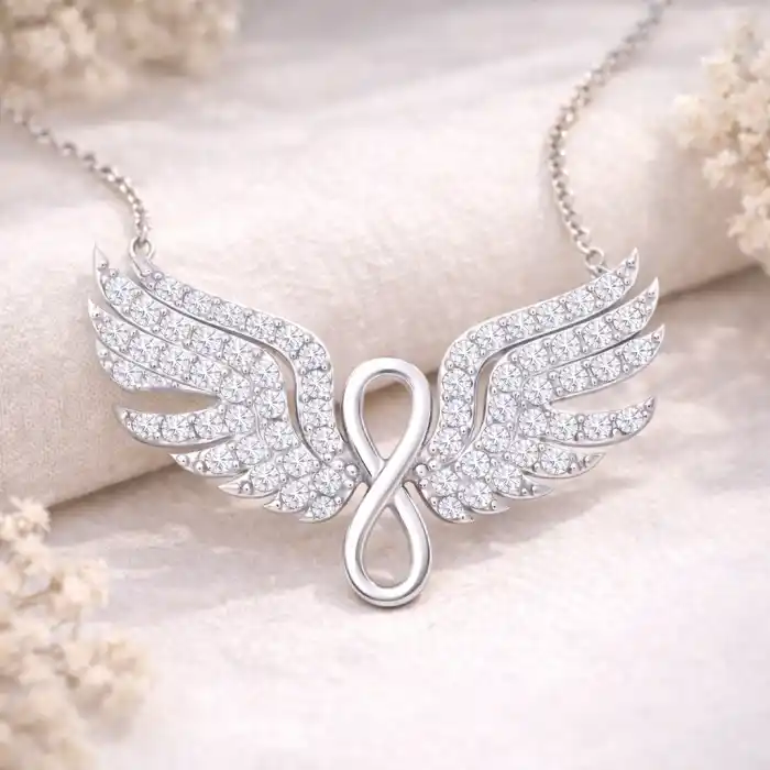 Gümüş Melek Kanadı Sonsuzluk Kadın Kolye