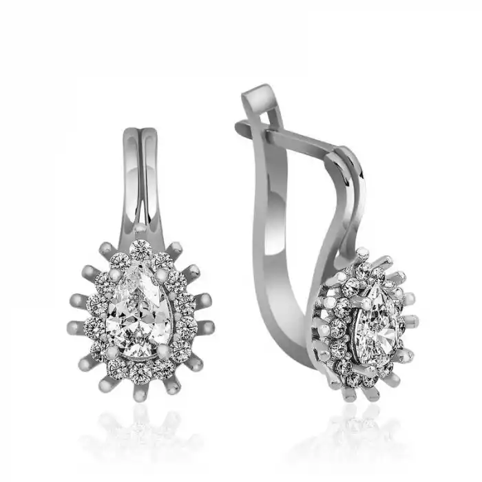 Gümüş Mengeçli Damla Kesim Küpe