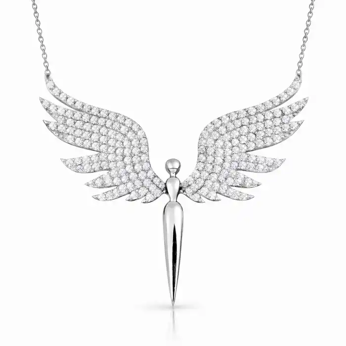 Gümüş Mikail Meleği Bayan Kolye