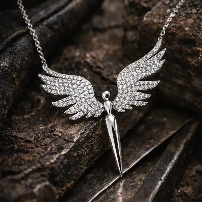 Gümüş Mikail Meleği Bayan Kolye