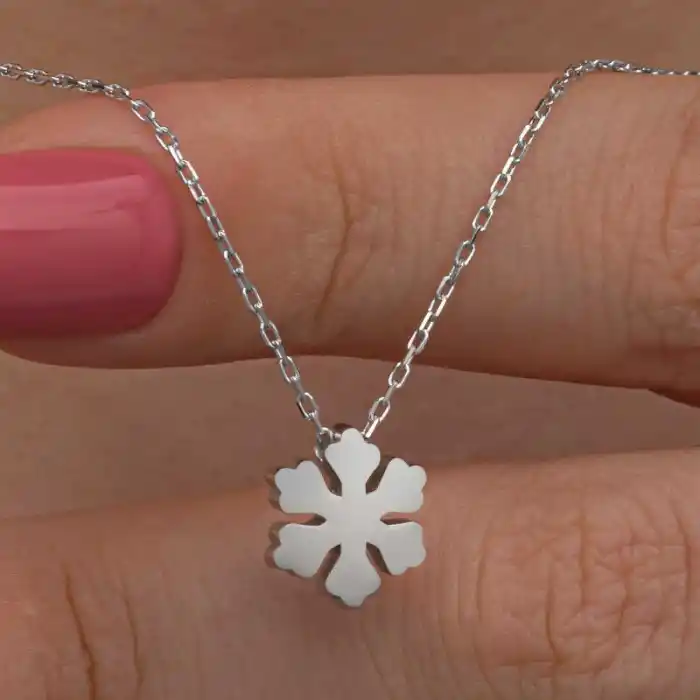 Gümüş Minimal Kar Tanesi Kadın Kolye