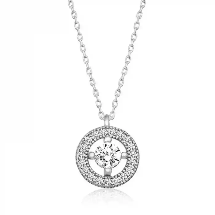 Gümüş Minimal Yuvarlak Tektaş Kadın Kolye