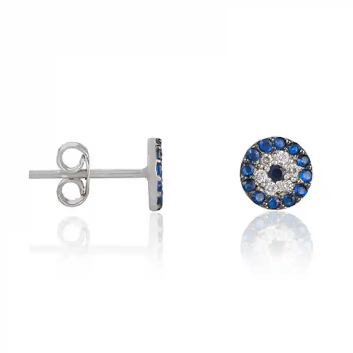 Gümüş Nazar Çivili Küpe