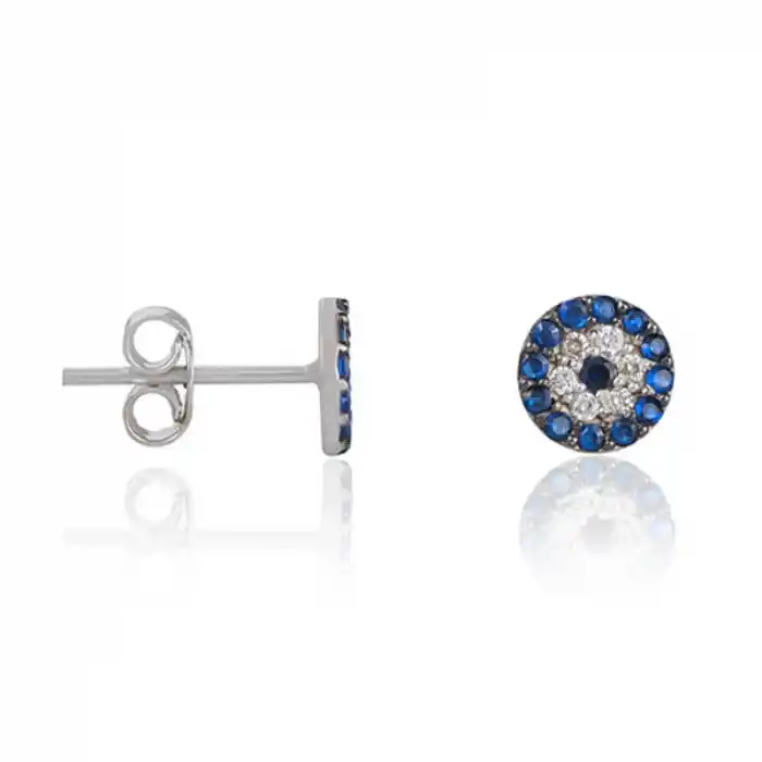 Gümüş Nazar Çivili Küpe