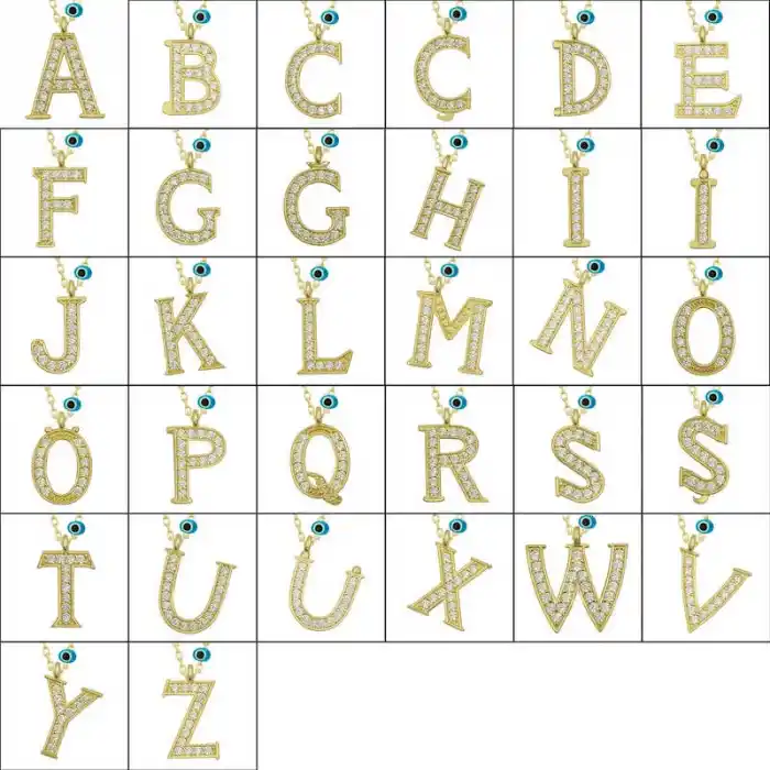 Gümüş Nazar Gold D Harfi Kadın Kolye