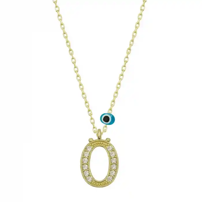 Gümüş Nazar Gold Ö Harfi Kadın Kolye