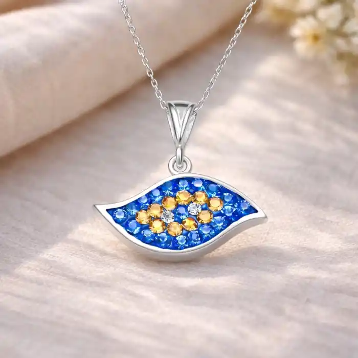 Gümüş Nazar Gözlü Bayan Kolye