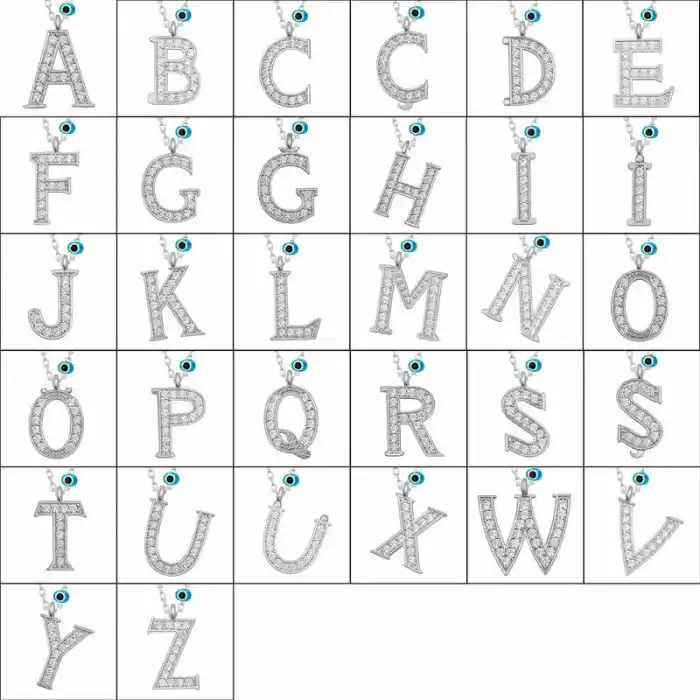 Gümüş Nazar Rodyum C Harfi Kadın Kolye