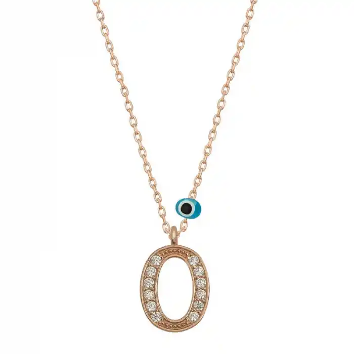 Gümüş Nazar Rose O Harfi Kadın Kolye