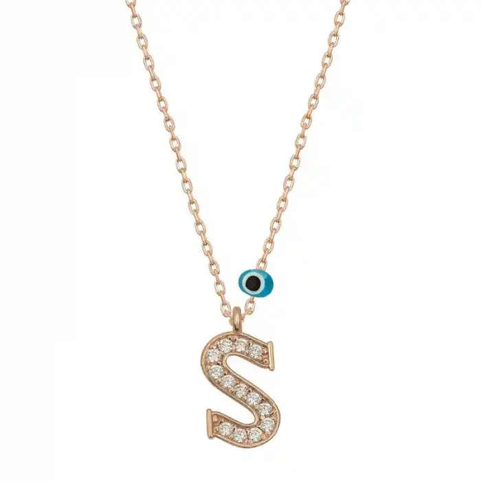 Gümüş Nazar Rose S Harfi Kadın Kolye