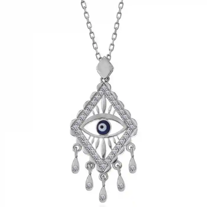 Gümüş Nazarlı Göz Kadın Kolye