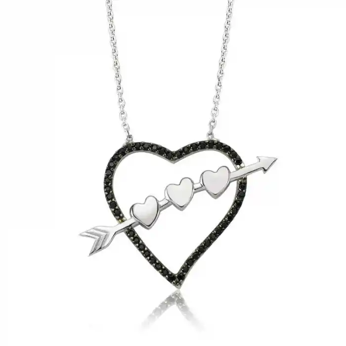 Gümüş Oklu Kalp Bayan Kolye