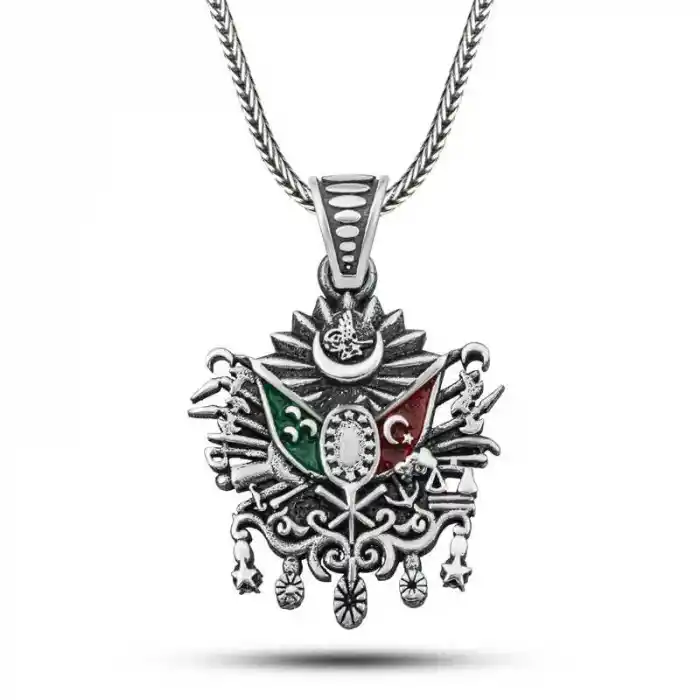 Gümüş Osmanlı Devlet Armalı Erkek Kolye