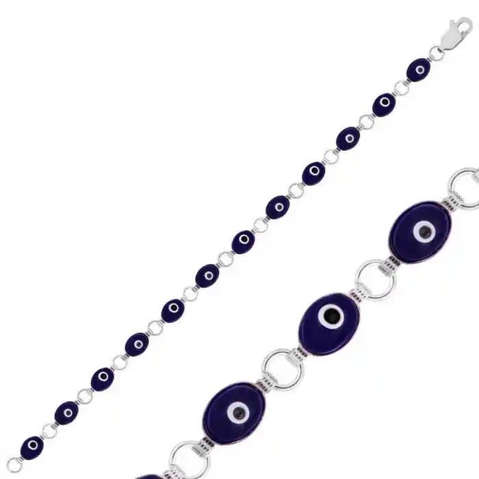 Gümüş Oval Nazar Bayan Bileklik