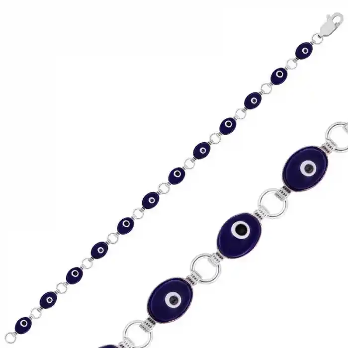 Gümüş Oval Nazar Bayan Bileklik