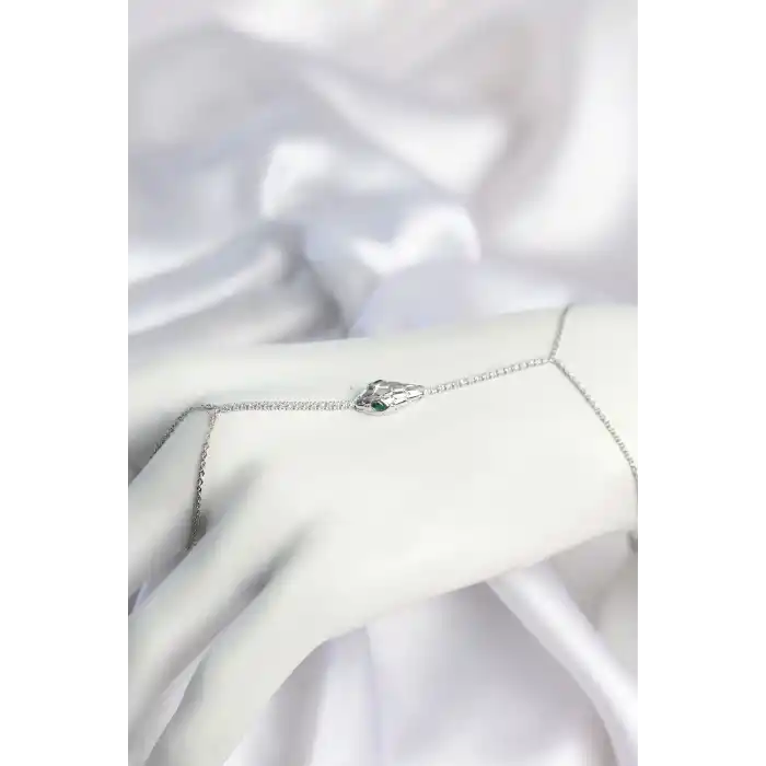Gümüş Renk Yılan Model Pirinç Kadın Şahmeran