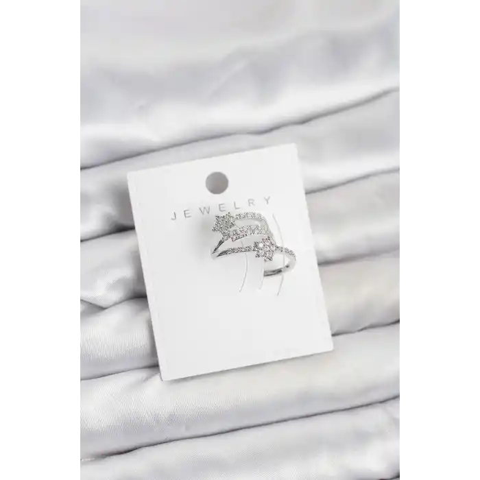 Gümüş Renk Zirkon Taşlı Yıldız Model Kıkırdak Earcuff Küpe