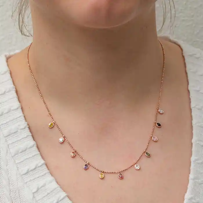 Gümüş Renkli Oval Taşlı Şans Kadın Kolye