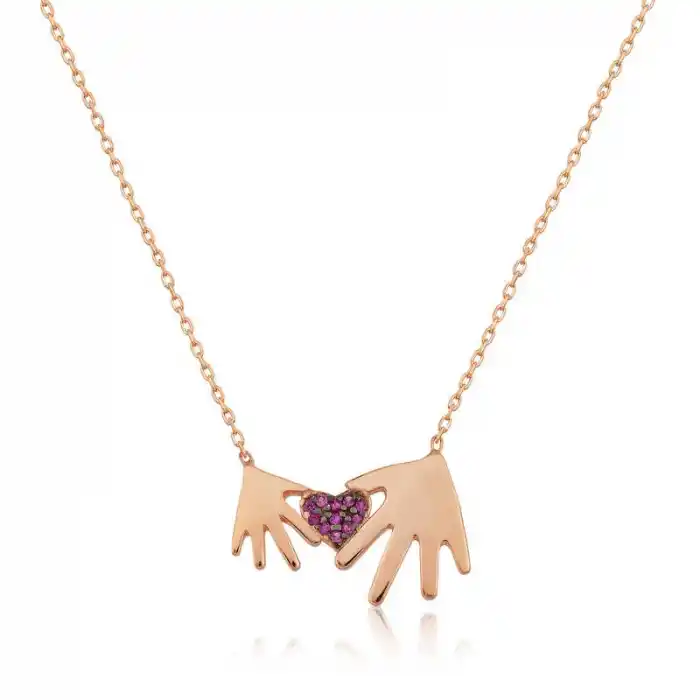 Gümüş Rose Anne Çocuk Eli Bayan Kolye