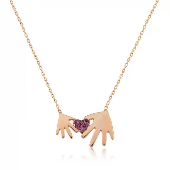 Gümüş Rose Anne Çocuk Eli Bayan Kolye