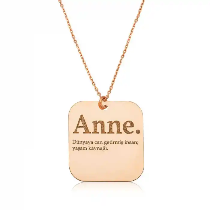 ​Gümüş Rose Anne Yazılı Plaka Bayan Kolye