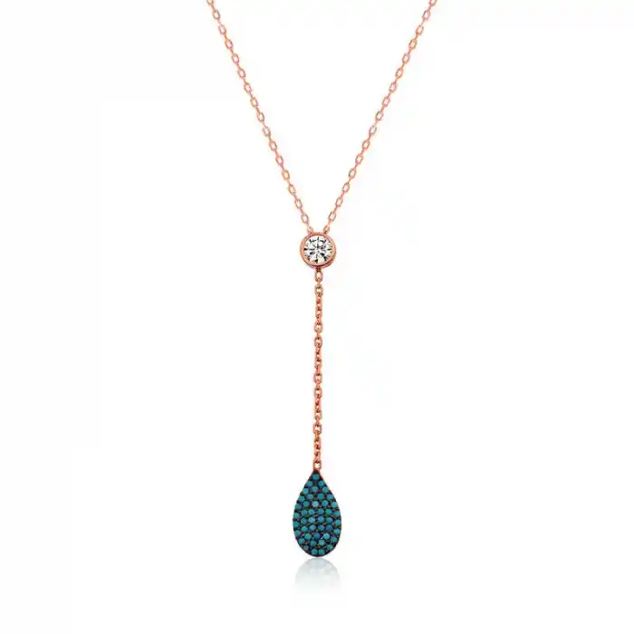 Gümüş Rose Aşk Damlası Bayan Kolye