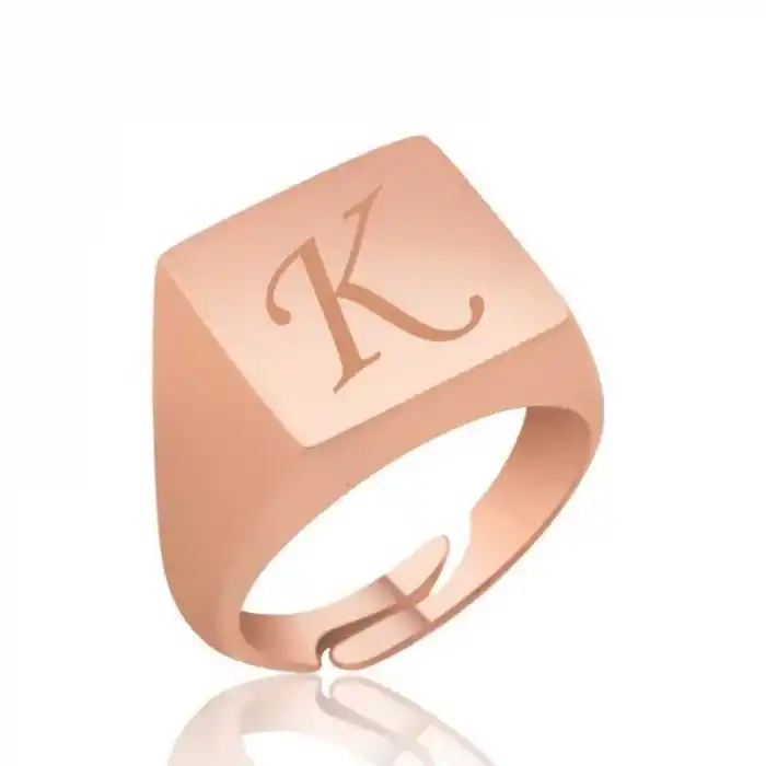 Gümüş Rose Ayarlanabilir Harfli Şovalye Bayan Yüzük